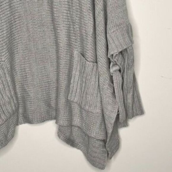 Alga Womens S/M Gray Knit Poncho Sweater Oversized Pockets Boho Boxy Open Sides - Picture 5 of 14